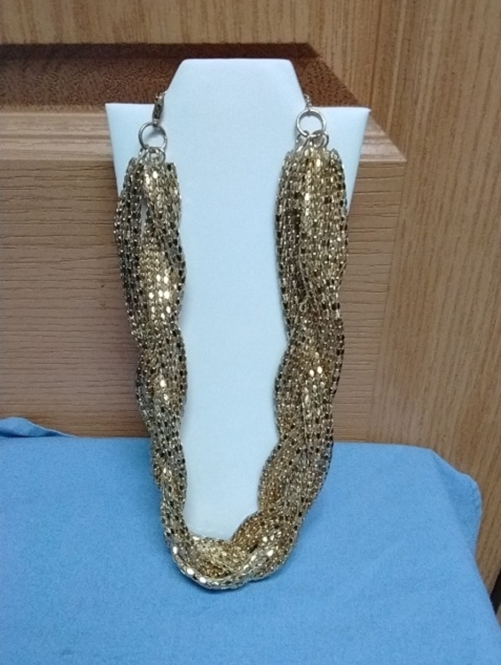 Gold Braided Mesh Statement Necklace - Women Jewelry